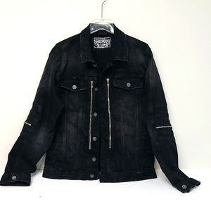 Grindhouse Distressed Men's Jean Jacket Sz L
